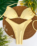 Pale Yellow Starfish Halter Bikini Set
