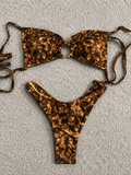 Mocha Wild Tie-Side Bikini Set – Animal Print