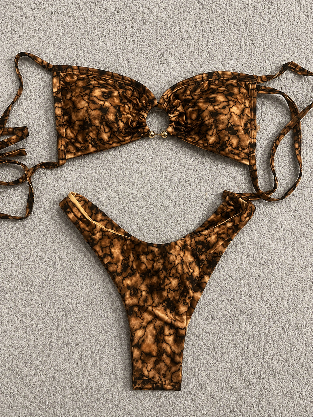 Mocha Wild Tie-Side Bikini Set – Animal Print